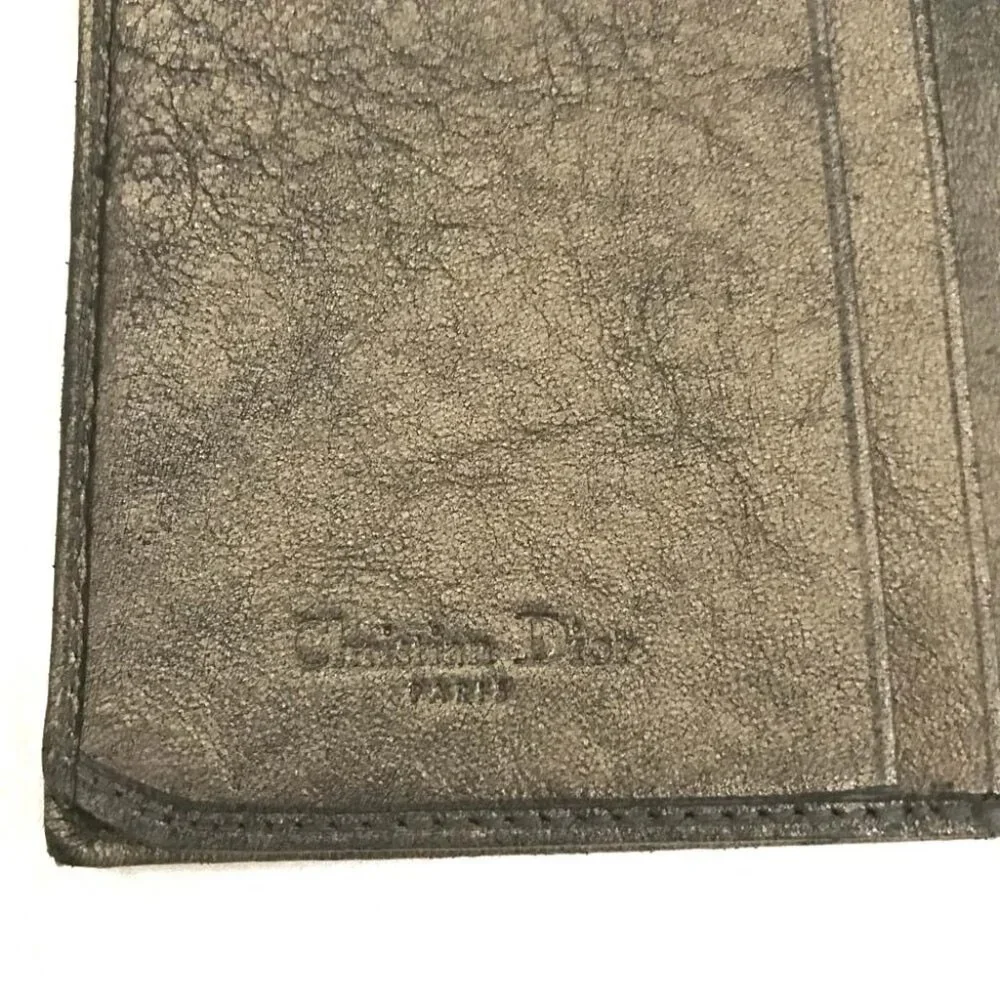 Christian Dior Belt Motif Leather Long Bifold Wallet Bronze/2BJ1472